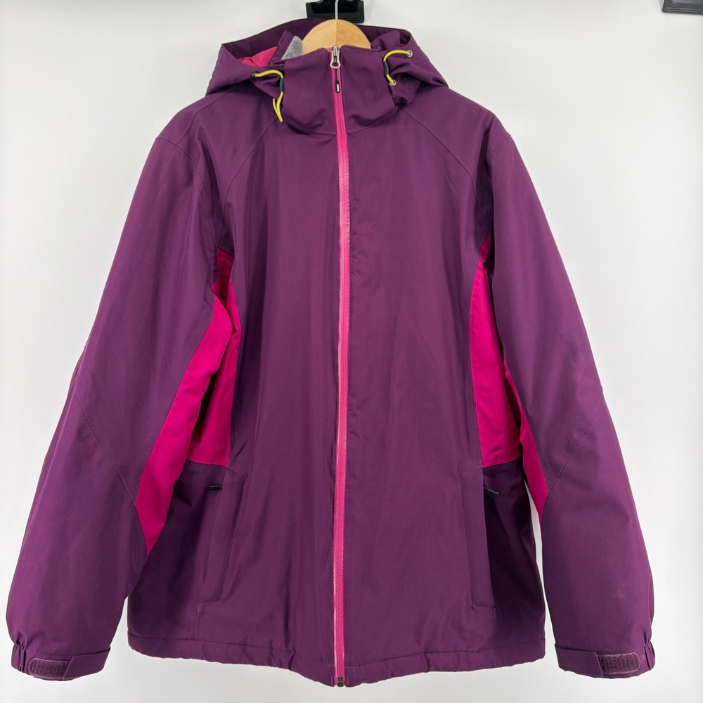 Lands' End Womens XL Squall Fleece Lined Jacket Purple Pink Hooded Jacket